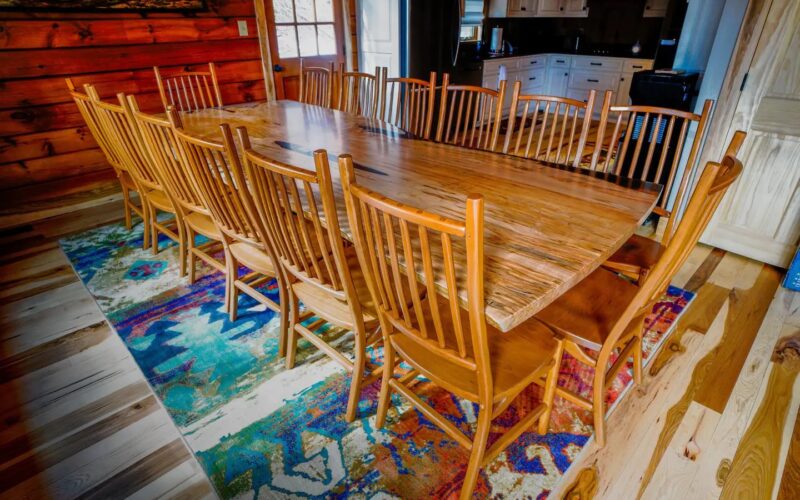 Dining Room, seating for 14 at custom-made dining table.